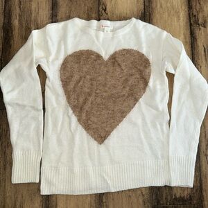Crewcuts White Sweater with Brown Heart